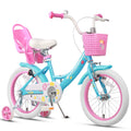Glerc Maggie Girls Bike, 16 Inch Kids Bike for 4-7 Years Old Children, Princess Style Kids Bicycle with Doll-Seat & Basket & Tra