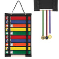 JUXYES Wall Hanging Martial Arts Belts Organizer for 10 Belts, Portable Karate Belt Display Holder with Medals Hanging Stick, Li