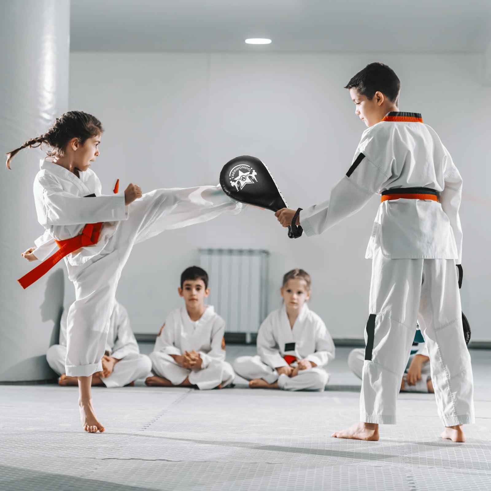 Noamus 2 Pack Taekwondo Kick Pads, Durable Striking Target Paddles, Tkd Karate Martial Arts Strike Targets Kickboxing Training E