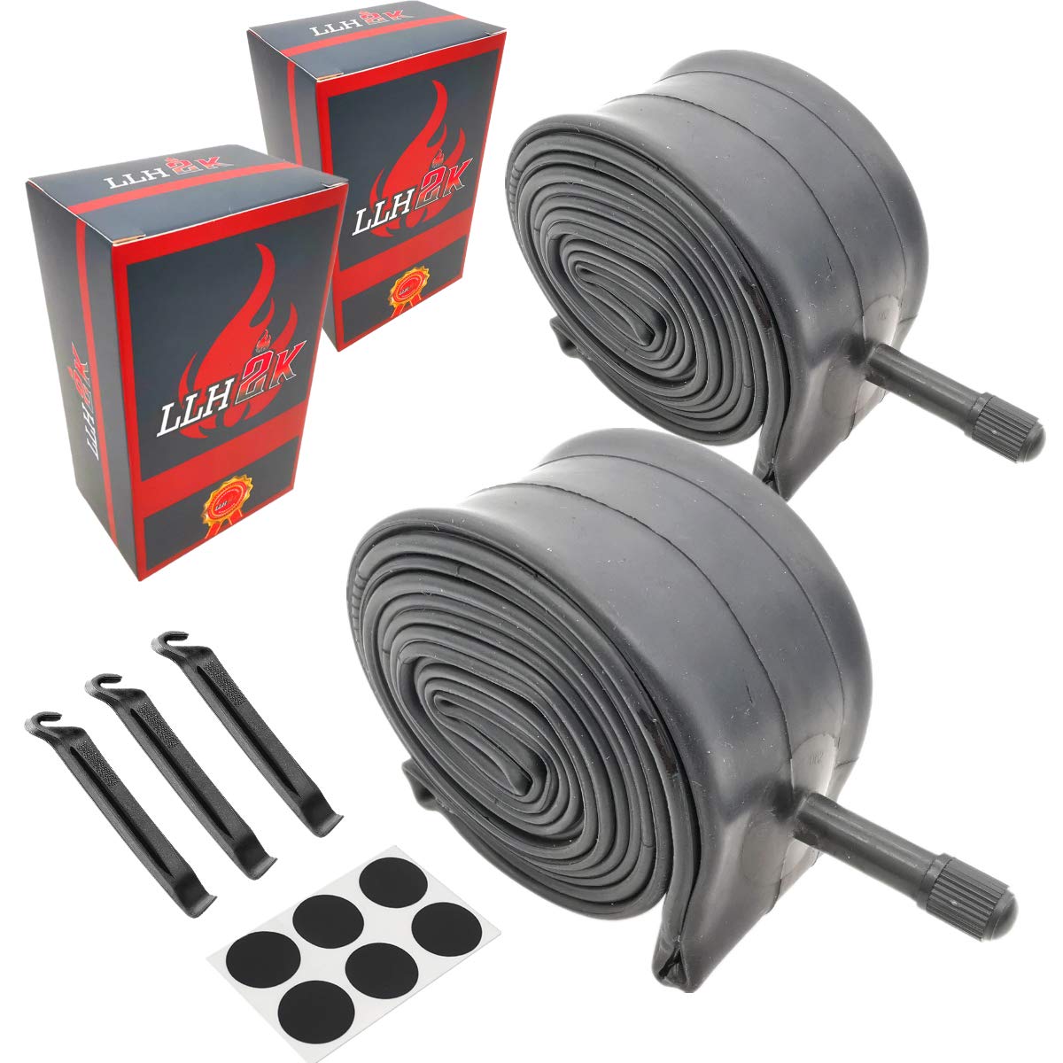 24 Inch Bike Tube 24 Bike Tube 24 X 1.95/1.75/2.10/2.125 Bike Inner Tube 2 Pack -Schrader Valve With 3 Tire Levers 6 Round Patch