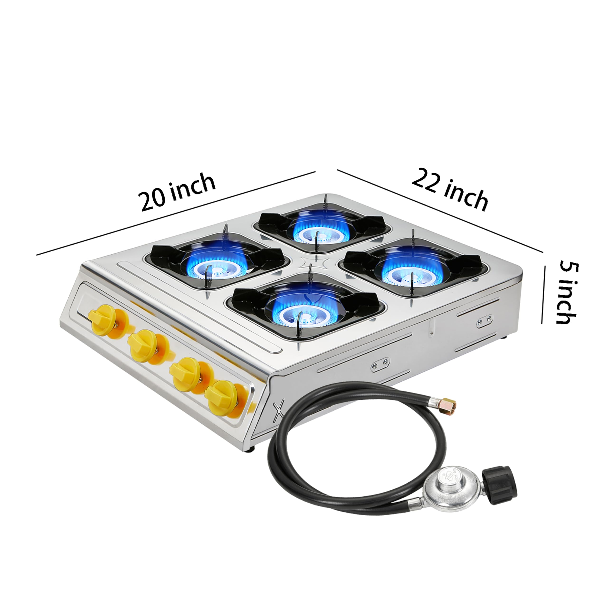 Vivicreate 4 Burner Propane Gas Stove 40000 Btu Stainless Steel Cooktop With Enamel Pan Support Electronic Ignition For Camping