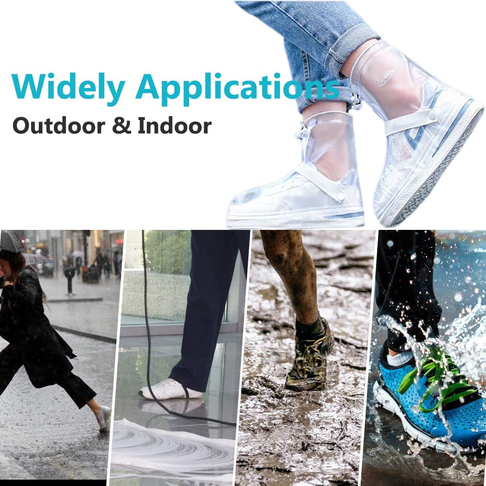 Waterproof Shoe Covers For Rain, Non-Slip Silicone Overshoes With Zipper, Reusable Shoe Protectors For Bicycling And Outdoor Act