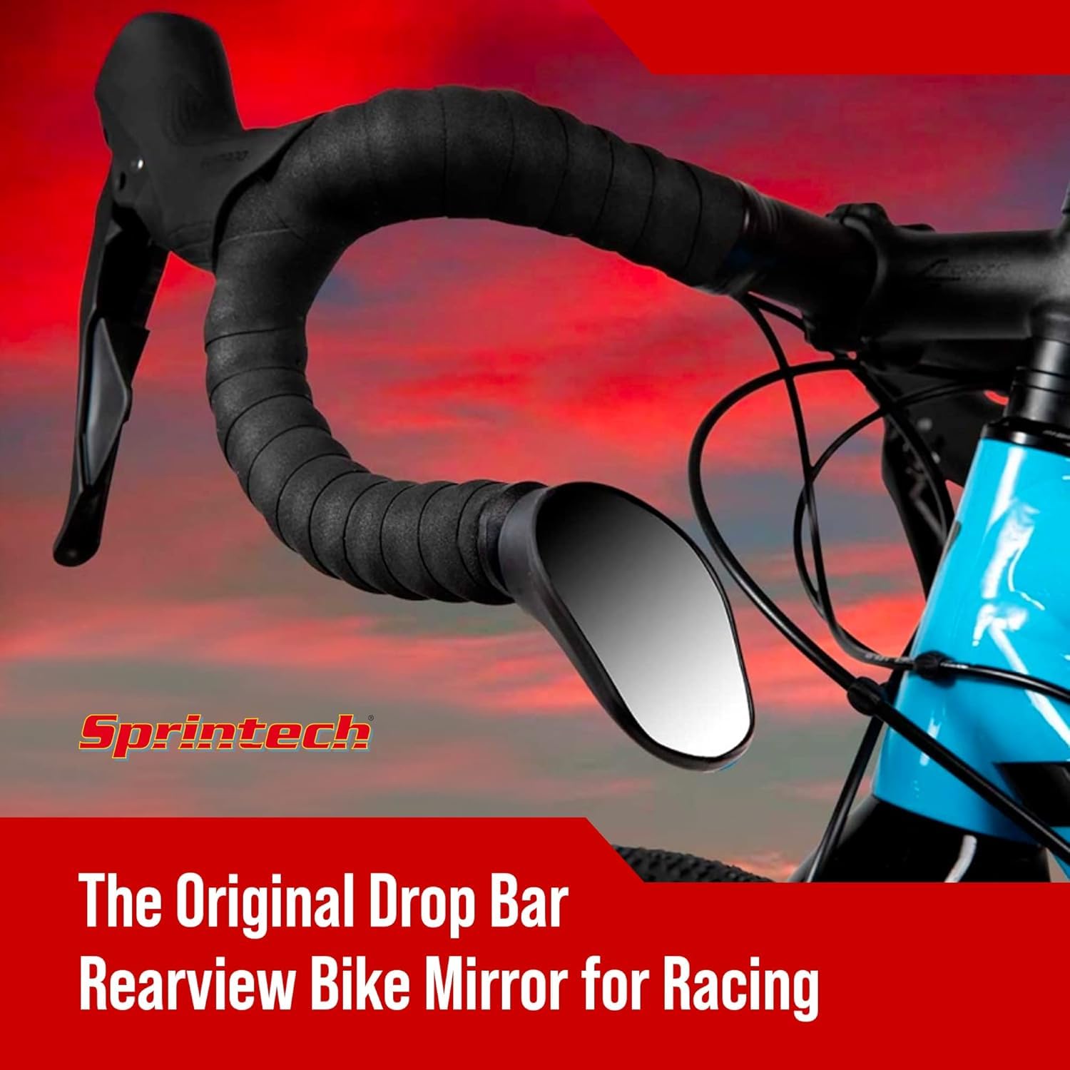 Sprintech Road Drop Bar Rearview Bike Mirror - Safety Bicycle Mirror - Pair Dropbar (Black)
