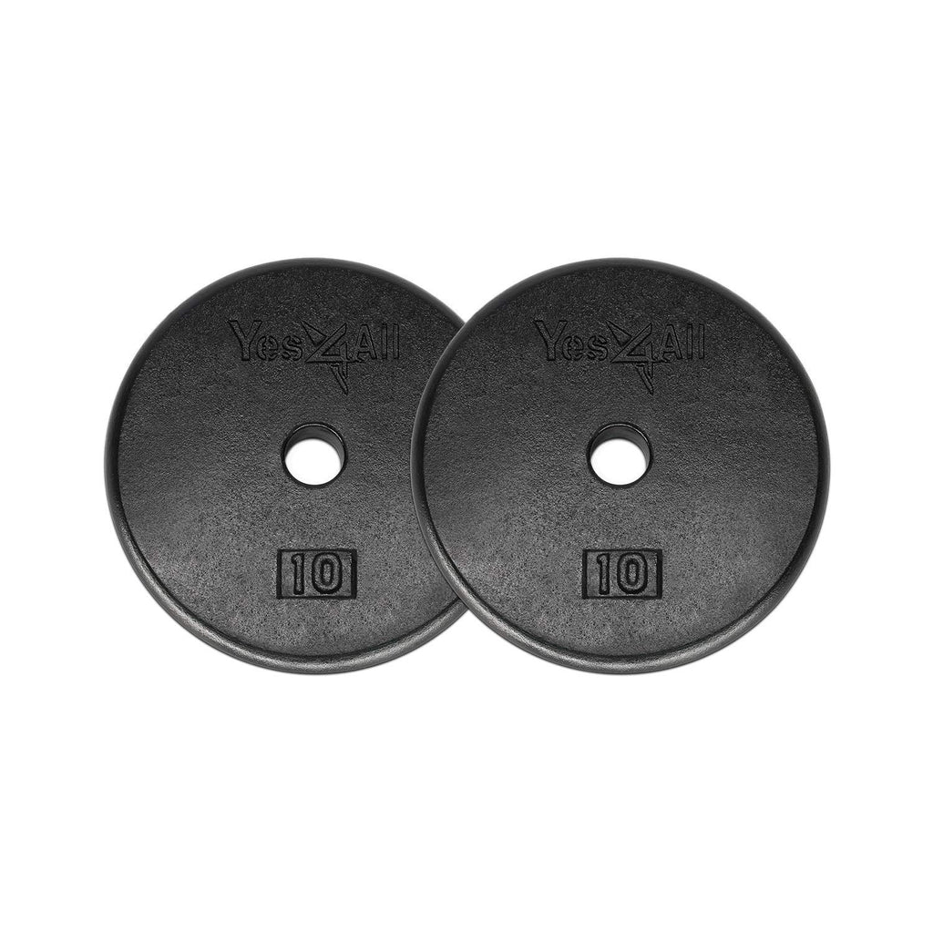 Yes4All Standard 1-Inch Cast Iron Weight Plates - 10Lbs Pair