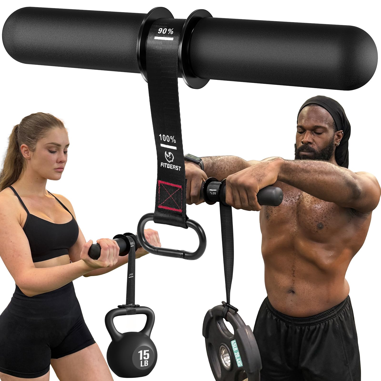 FitBeast Forearm Strengthener & Exerciser, Wrist Roller with Thicker Handle, Trainer with Adjustable Strap - Ideal for Grip Stre