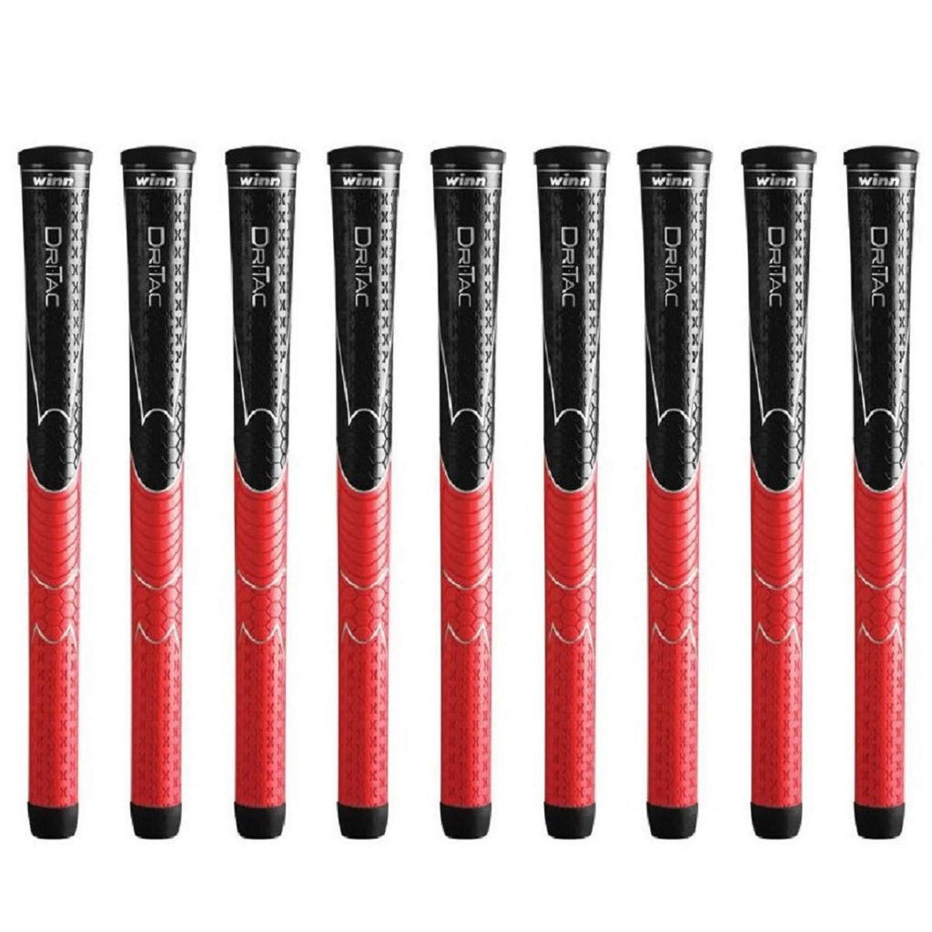 Winn Dri-Tac Standard Black/Red - 9 Piece Golf Grip Bundle