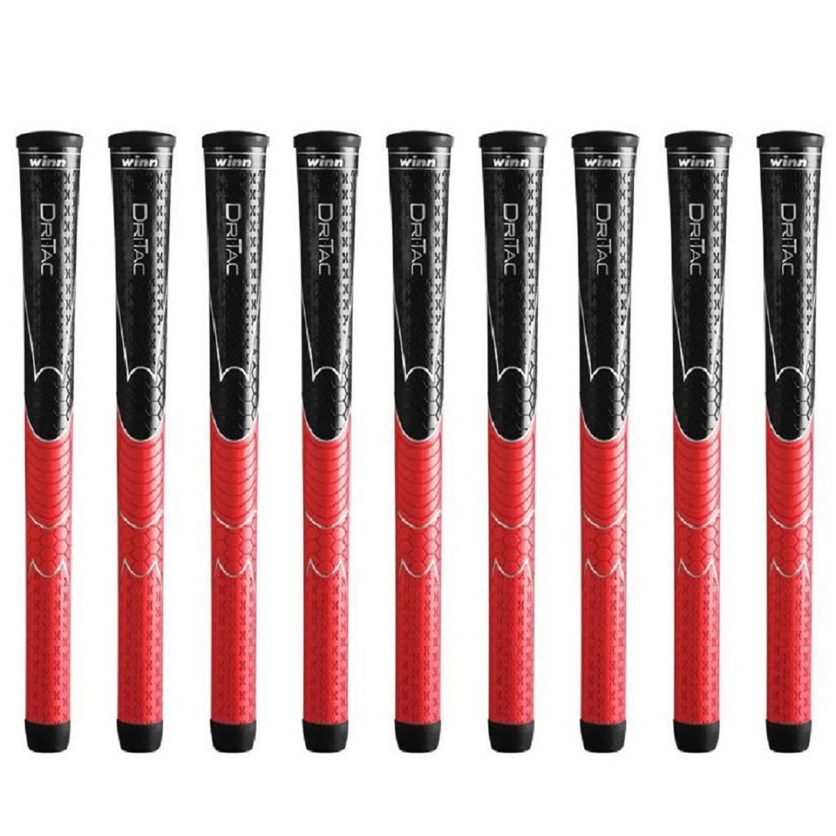 Winn Dri-Tac Standard Black/Red - 9 Piece Golf Grip Bundle