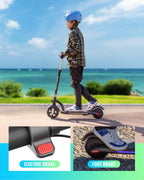 Gyroor H40 Kids Electric Scooter with 180W Motor & LED Visible Display, 10 Mph, Colorful Lights, Adjustable Speed and Height, El