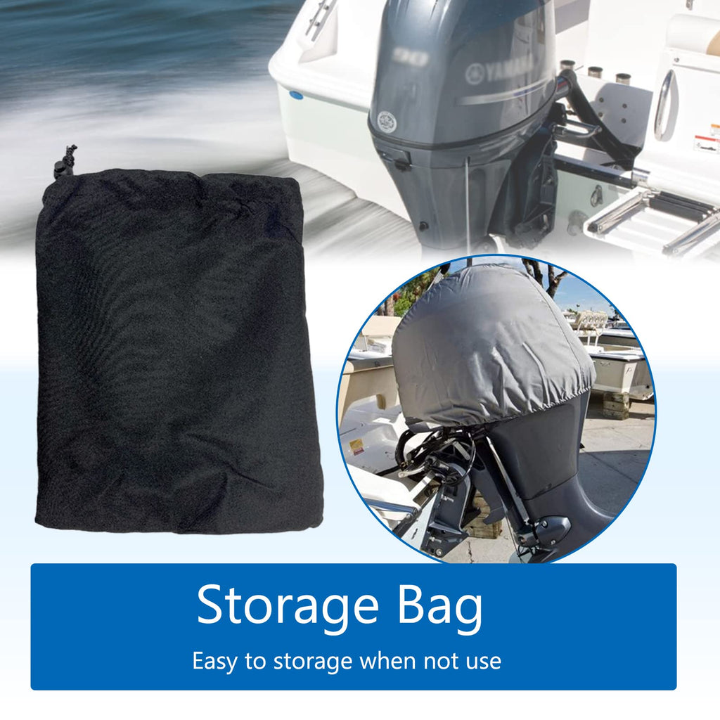 Fcouiid Canvas Outboard Motor Cover, 600D Heavy Duty Waterproof Trailerable Boat Engine Cover, Universal For Mercury, Yamaha, Su