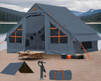 4-6 Person Inflatable Camping Tent, 9.8 * 7.2 Ft Glamping Inflatable Tents With Largetarps,2025 Update Zipper Door Easy Setup Bl