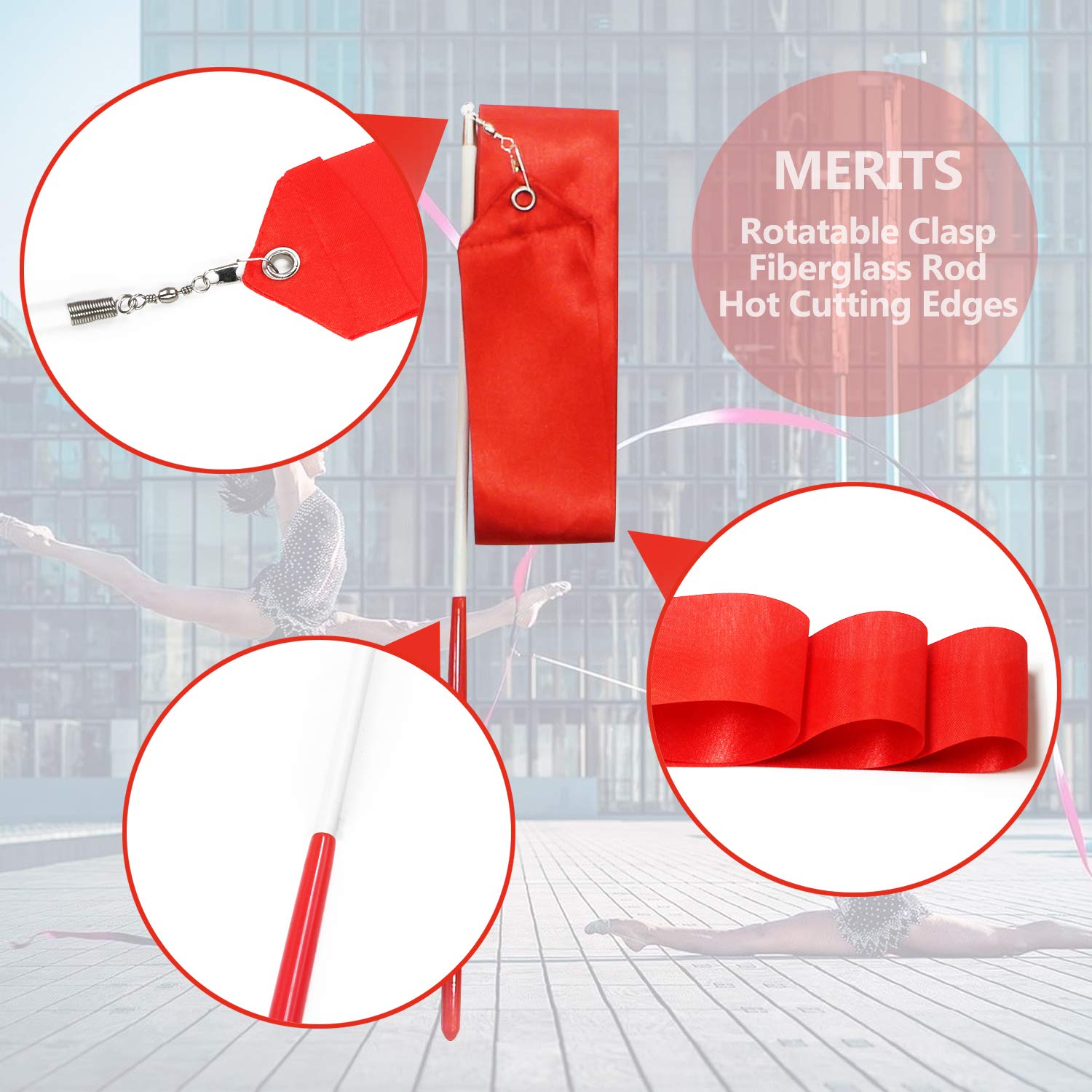 Novelty Place 10Pcs Dance Ribbons Streamers - 6.6Ft Gymnastics Dacing Ribbon Wands - Perfect Rhythm Ribbon Sticks For Unisex Kid