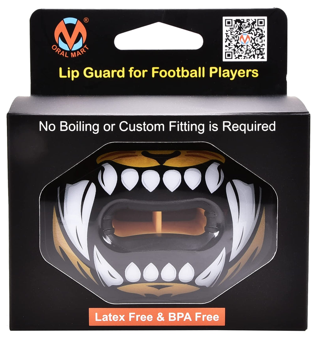Oral Mart Football Mouth Guard (Tiger Bite) - Lip Guard Mouthpiece - Football Mouthguard Pacifier Protector With Detachable Stra