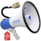 Pyle Megaphone Pa Bullhorn Speaker - Built-In Siren 50 Watts Rechargeable Battery- 10 Sec Record Function For Football Baseball
