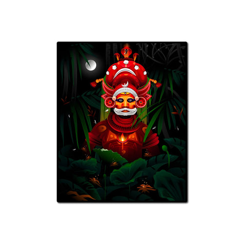 95MILES GARMENTS Theyyam Muthappan Fridge Magnets for Home Office Kitchen Refrigerator Door Wooden Decor Souvenir Gift (L x H 2.
