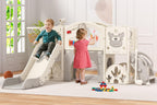 BIERUM Toddler Slide Set with Basketball Hoop, Golf Game & Drawing Board, 13-in-1 Indoor Outdoor Toddler Slides Playground for K