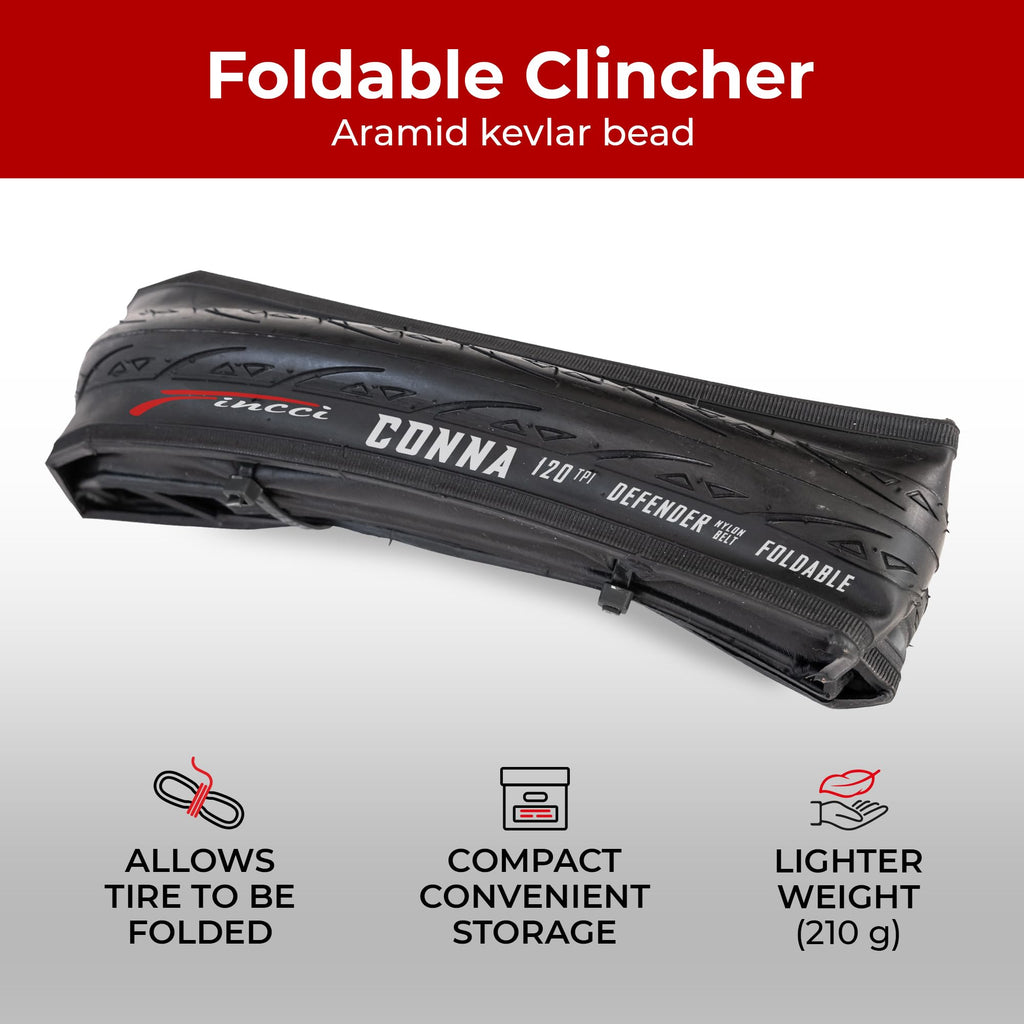 Fincci Pair 700 X 25C Tire Foldable 120 Tpi For Racing Touring Cycling All Season Bicycle - Pack Of 2 Road Bike Tires 700X25C