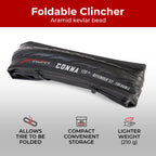 Fincci Pair 700 X 25C Tire Foldable 120 Tpi For Racing Touring Cycling All Season Bicycle - Pack Of 2 Road Bike Tires 700X25C