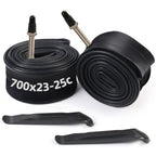 Lotfancy 28 700X23/25C Tube 60Mm Presta Valve (2 Pack), 700X25C 700X23C Tube For Road Bike, 2 Nylon Plastic Tire Levers Included
