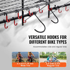 Vevor Bike Storage Rack Wall Mount Garage Bike Holder & 2 Shelves For 4 Bicycles