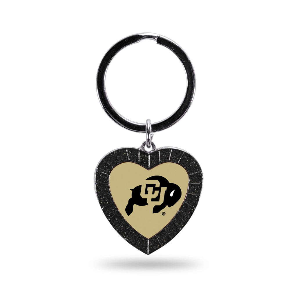 Rico Industries Ncaa Colorado Buffaloes Ncaa Rhinestone Heart Colored Keychain, Black, 3-Inches In Length