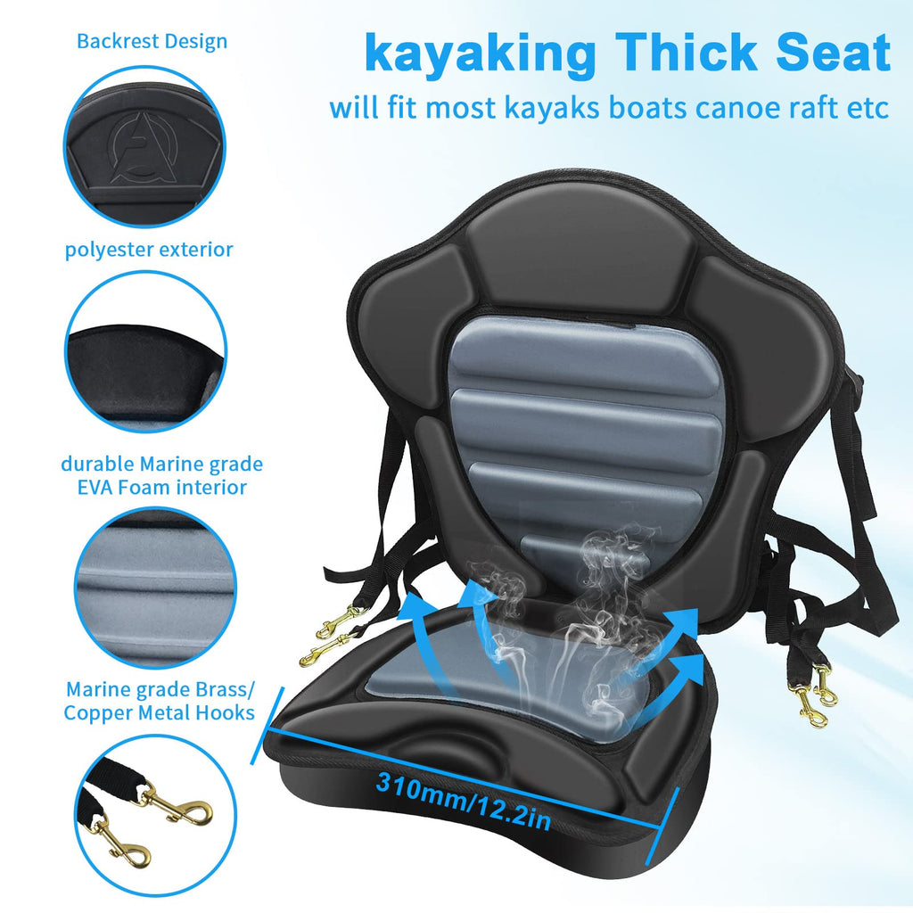 Kayak Seat Thickened Padded Kayak Seat Extra Thick Padded Sit-On-Top Canoe Seat Cushioned - Deluxe Fishing Boat Seat With 4 Pair
