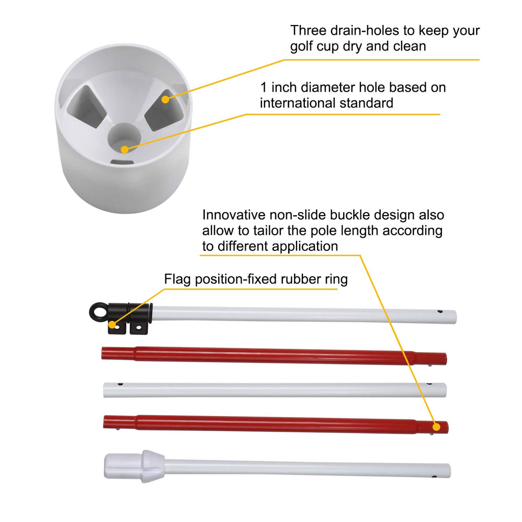 Kingtop Golf Pin Flags Pro, Practice Putting Green Flagstick Hole Cup Set, Golf Flag Stick For Driving Range | Backyard | Indoor
