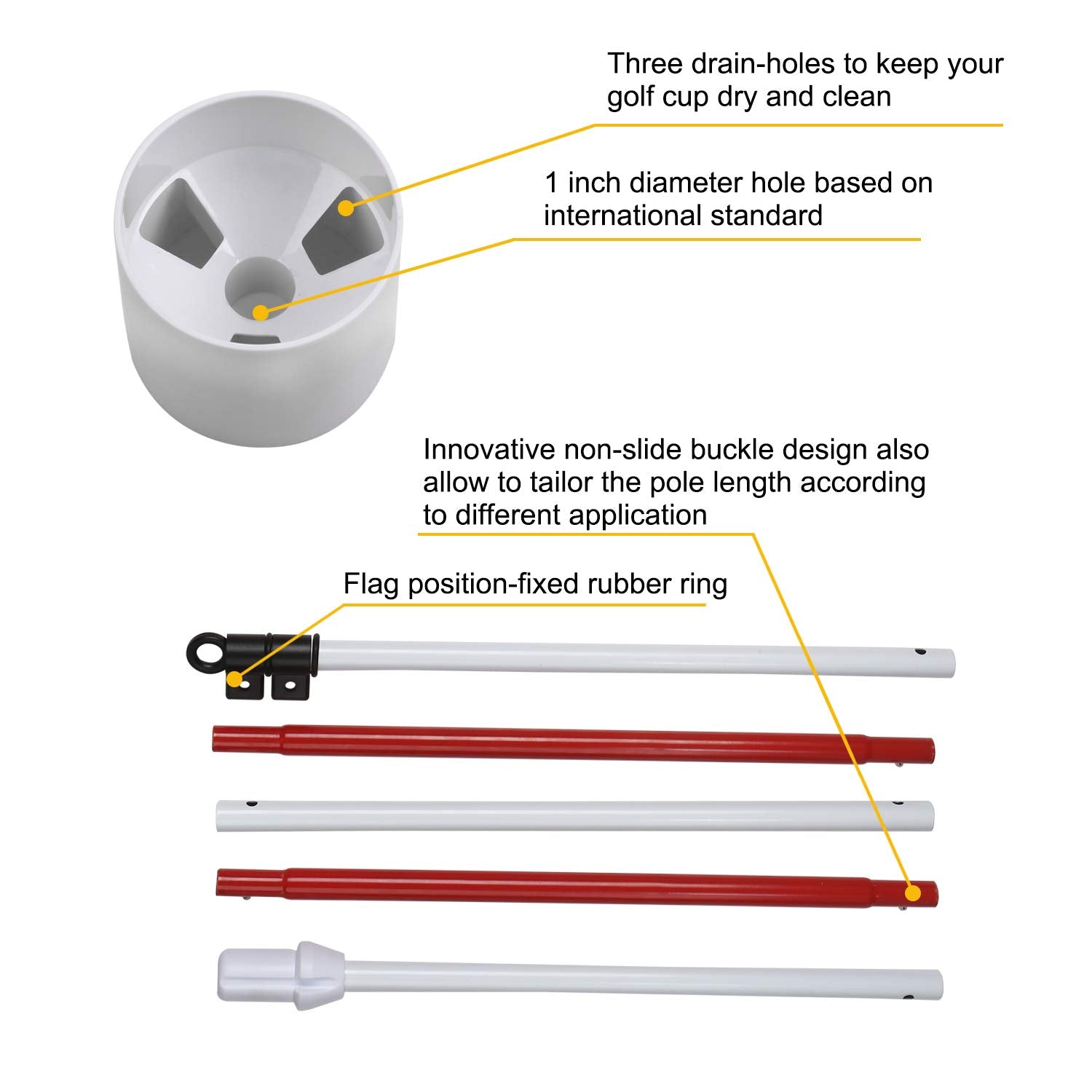 Kingtop Golf Pin Flags Pro, Practice Putting Green Flagstick Hole Cup Set, Golf Flag Stick For Driving Range | Backyard | Indoor
