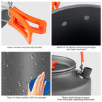 Yeto Camping Cookware Set Hard-Anodized Aluminum Foldable Backpacking Camping Pots And Frying Pans Cooking Camp Kitchen Camping