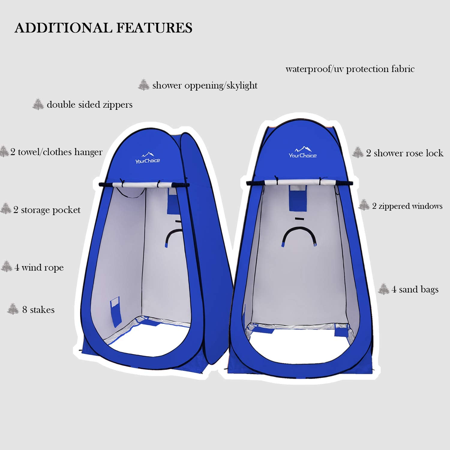 Your Choice Xl Pop Up Privacy Shower Tent - Portable Changing Tent For Camping, Beach & Poolside - 82.6 Tall Double Storage Pock