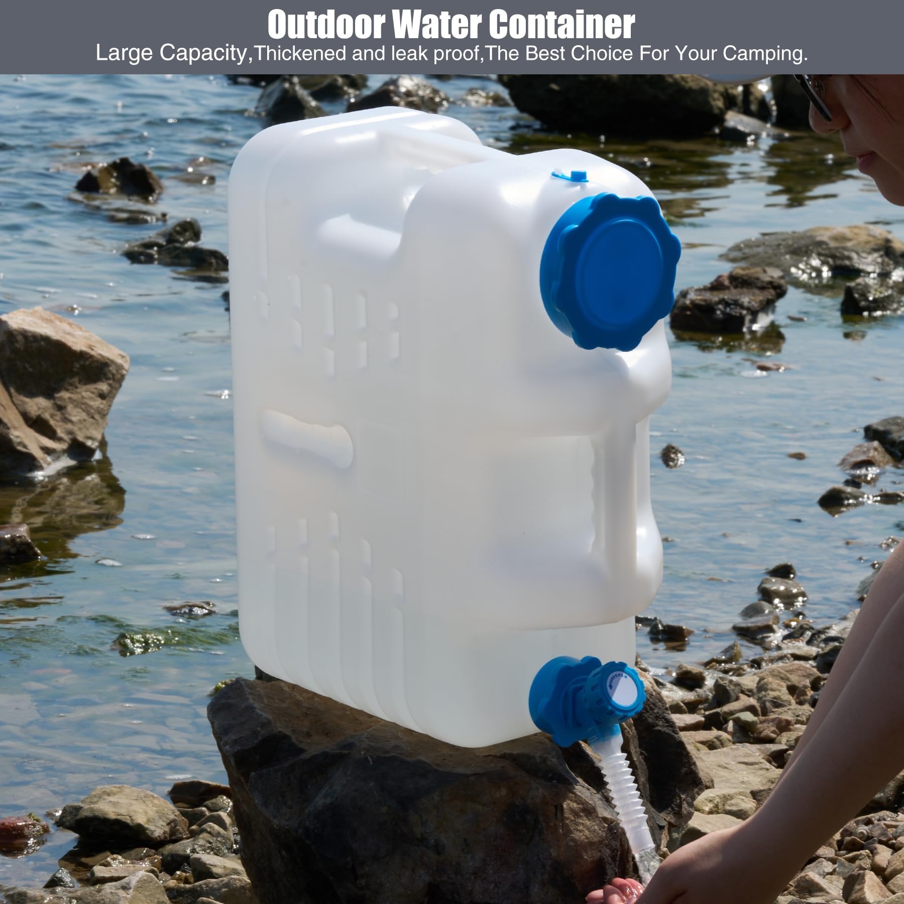 Redswing 3 Pack 4.9 Gallon/18.5L Portable Water Container With Spigot, Water Storage Carrier For Camping Outdoor Hiking Backpack