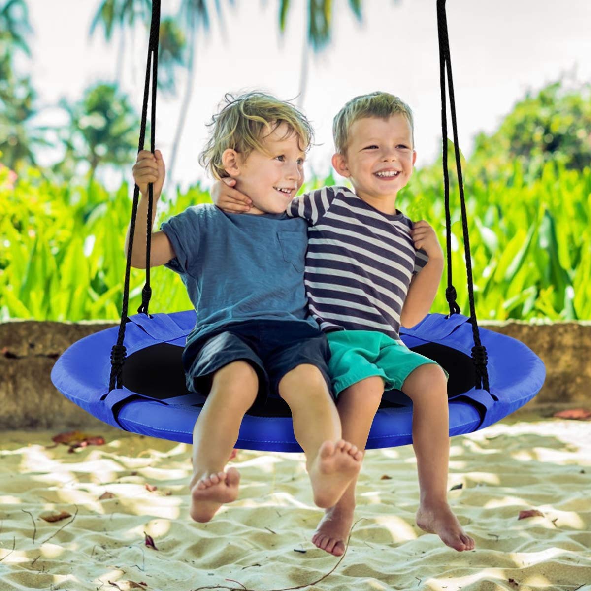 Moccha Flying Saucer Tree Swing, Giant 40    Round Swing with Steel Frame & Adjustable Rope, Indoor Outdoor Swing with 700lbs We