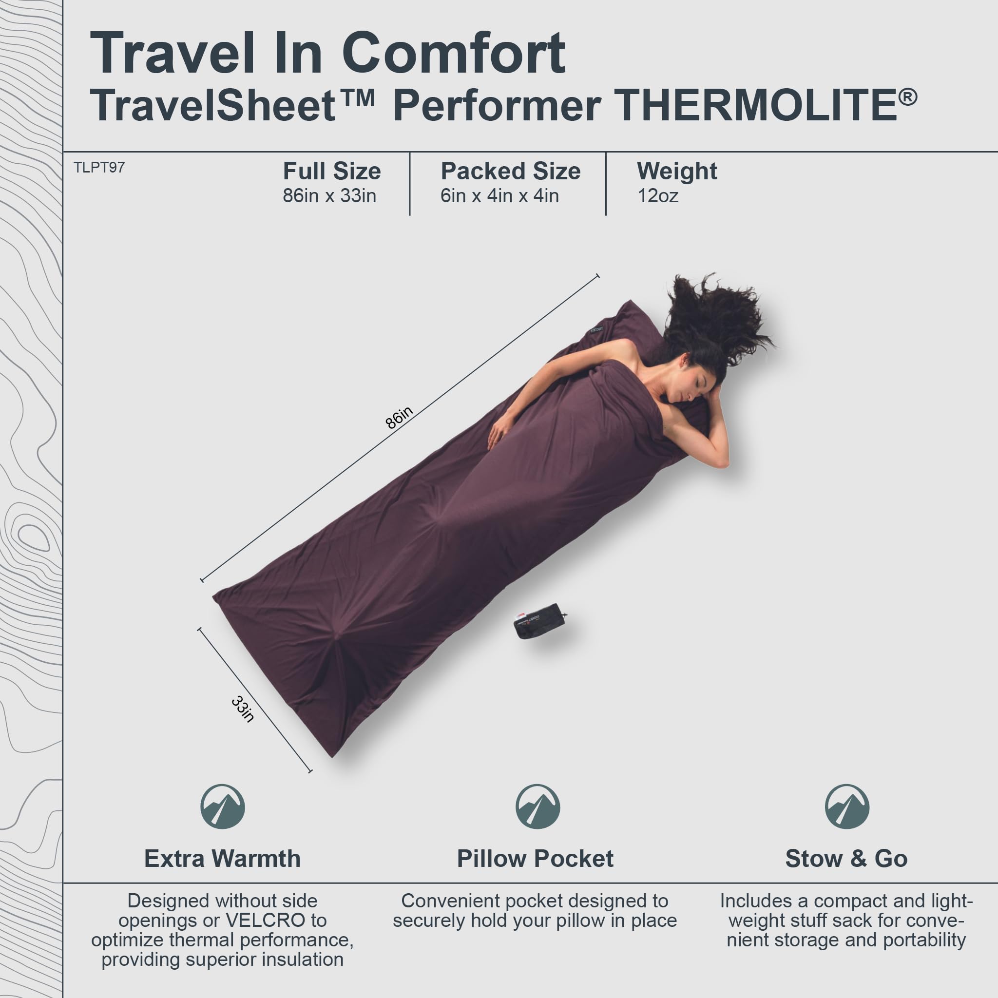 Cocoon Inlet Travelsheet Performer Brown/Purple