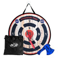NSG Tomahawk Toss - Foam Axe Throwing Game for Kids - Two Lightweight Axes with Large Easy Stick Target, Wood/Black/red/Blue (JS