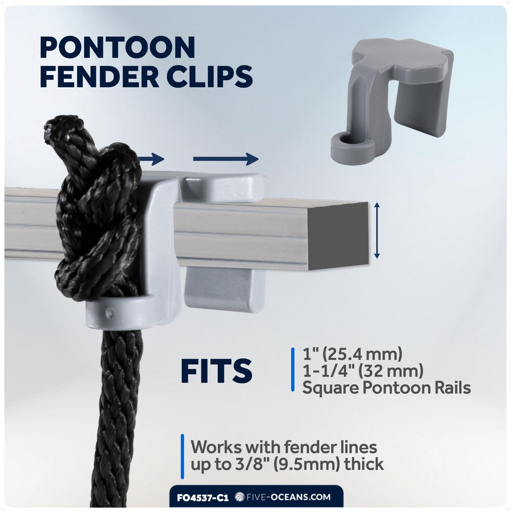 Five Oceans Boat Fenders Complete Set - Includes 4-Pack 4.5 X 16-Inch, Black - Boat Bumpers Clips, Dock Lines 3/8'' X 15' - 4 Ro