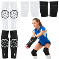 Sosation 2 Set Volleyball Knee Pads and Volleyball Arm Sleeves with Protection Pad Compression Forearm Wrist Guard with Thumb Ho