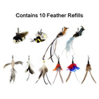 Ttcat Cat Wand Toys, 2Pcs Cat Wand Toy And 10Pcs Cat Feather Toys Cat Teaser Toy Refills,29 Flexible Steel Wire, Sturdy Wood Han