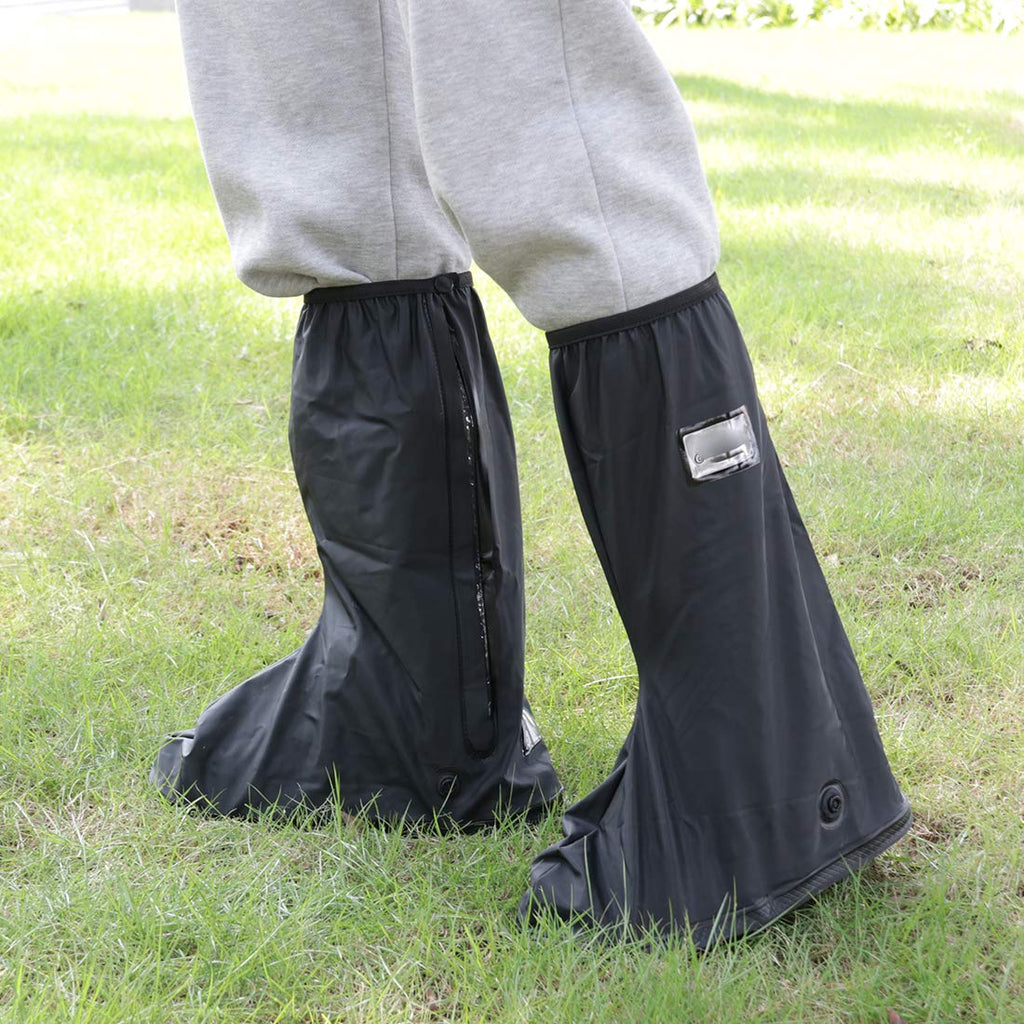 Kratarc Waterproof Shoes Covers Foldable Rain Boot Reflective Snow For Men Women Outdoor Cycling Walking Hiking (Black, Xxl)