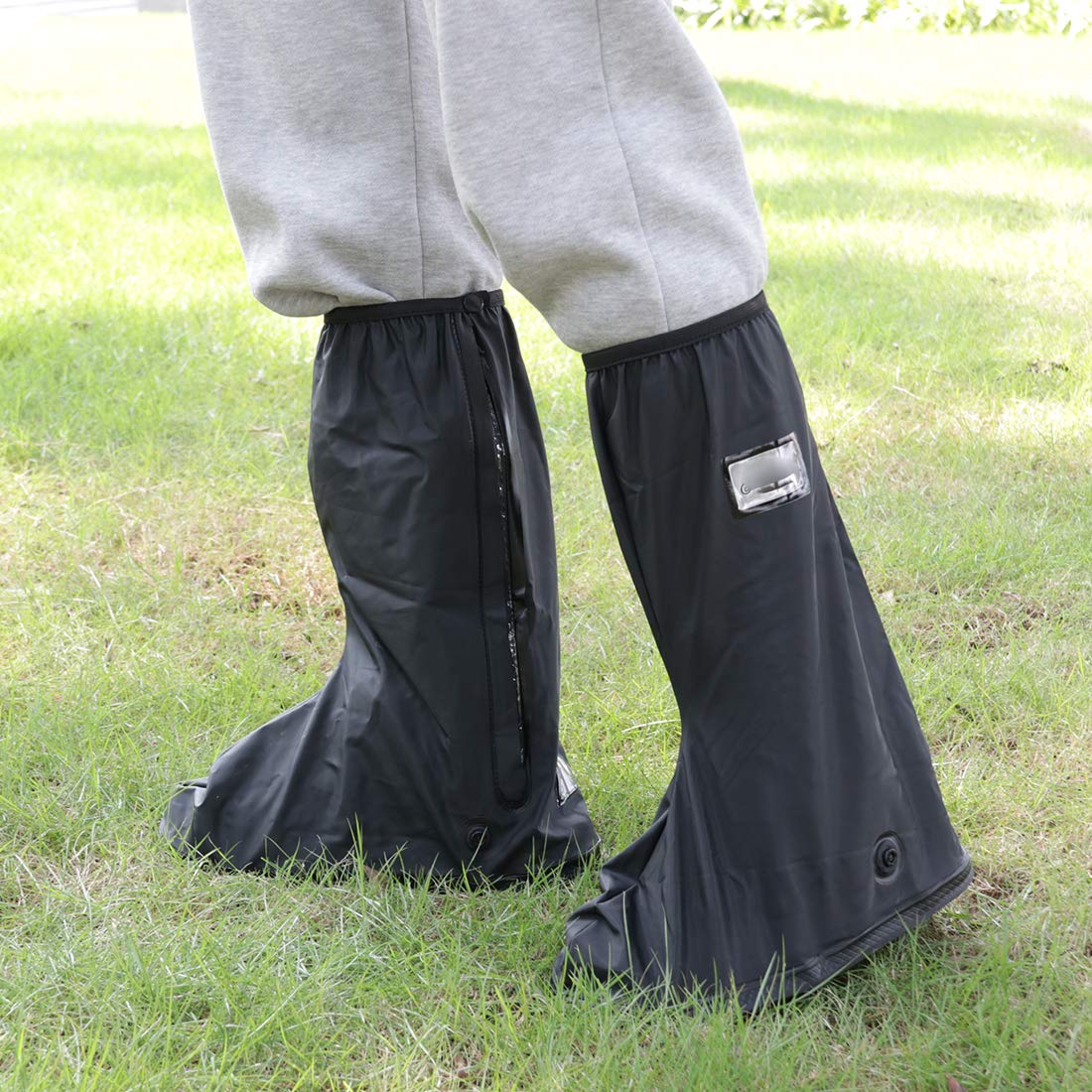 Kratarc Waterproof Shoes Covers Foldable Rain Boot Reflective Snow For Men Women Outdoor Cycling Walking Hiking (Black, Xxl)