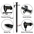 Cheardia 20 Pack Tent Stakes Heavy Duty, 10 Inch Outdoor Camping Pegs Stakes Black Metal Ground Stakes Spikes For Tent Tarp Cano