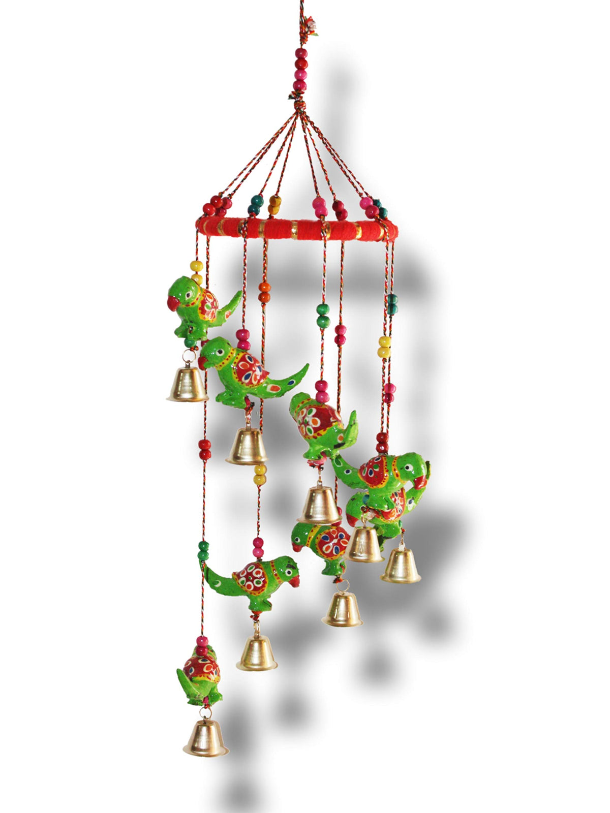 Jh Gallery Metal Recycled Material Handcrafted Rajasthani Door Wall Hanging Decorative Furnishing Showpiece (Green Parrot)