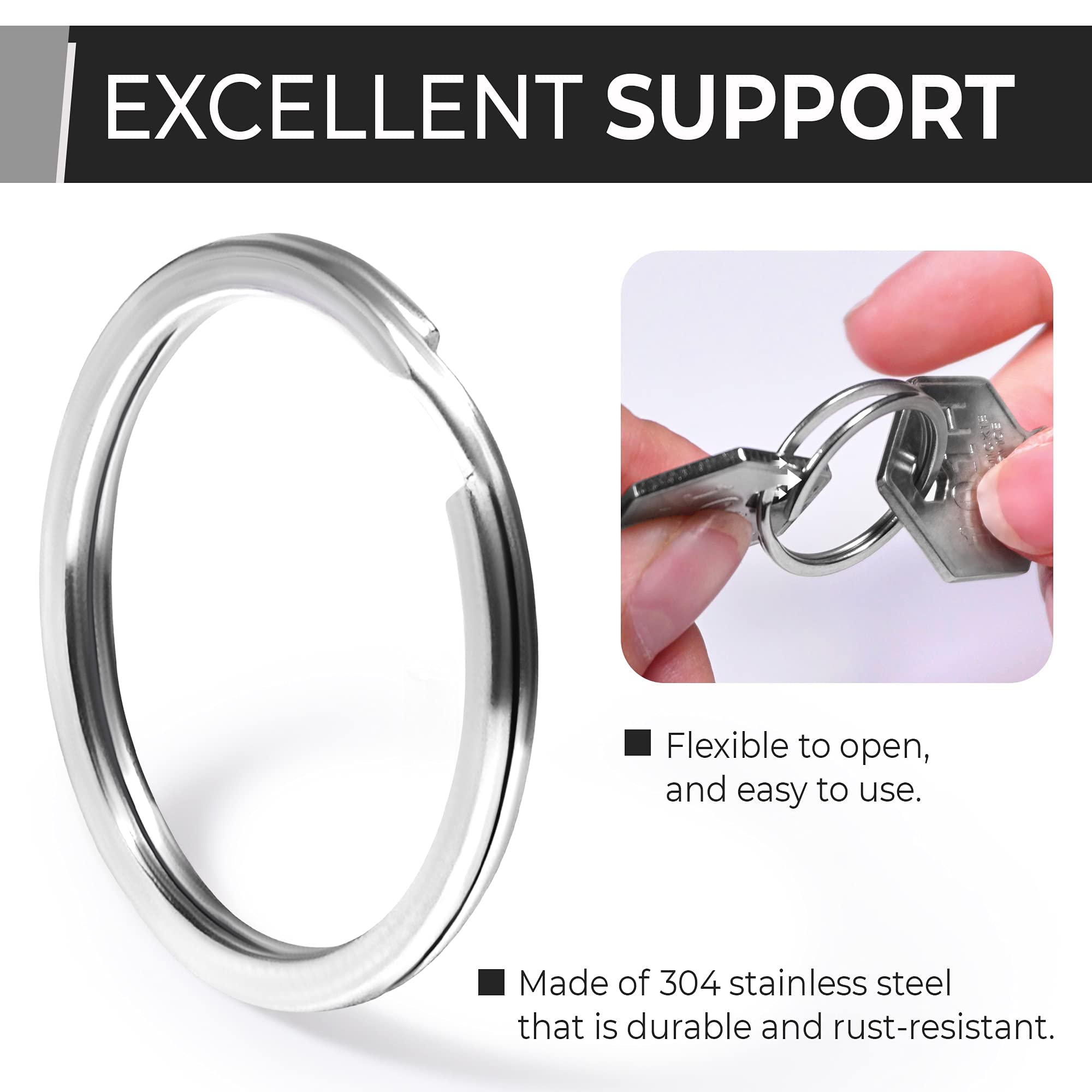 Stainless Steel Key Rings - 10 Pcs ~1Inch, 25Mm Round Split Key Rings For Keychains - Surgical Grade Stainless Steel Keychain Ri