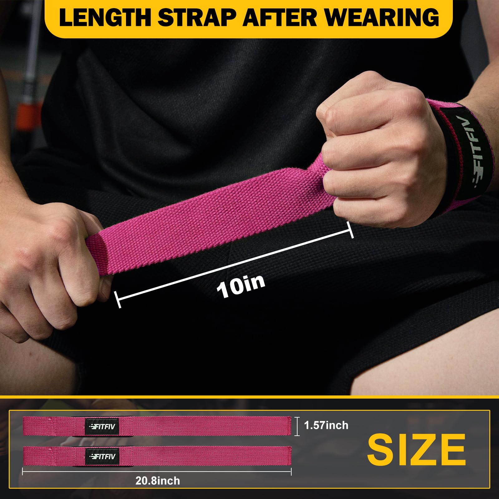 FITFIV Lifting Straps for Weightlifting, Lifting Wrist Straps for Gym Strength Training, Neoprene-padded Wrist Cushion - Men & W