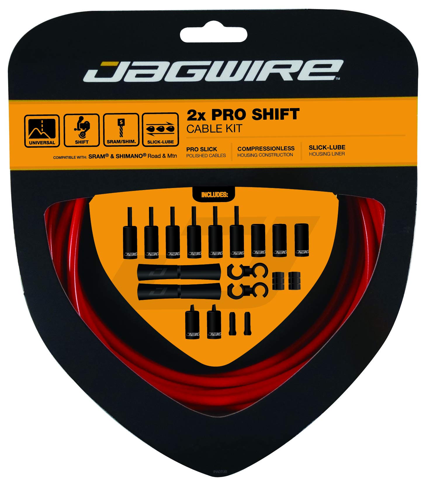 Jagwire - Universal 2X Pro Shift Cable Kit | Sram And Shimano Compatible | 3000 Mm | Red