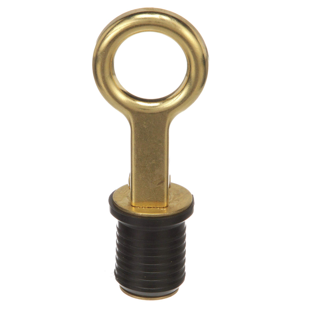 Attwood 7524A7 Snap-Handle Drain Plug, For 1-Inch-Diameter Drains, Locks In Place, Brass Handle, Rubber Plug