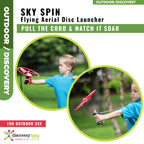 Discovery Toys Sky Spin Flying Aerial Disc Launcher | 2 Large Wings Kid-Powered Learning | Stem Toy Early Childhood Development