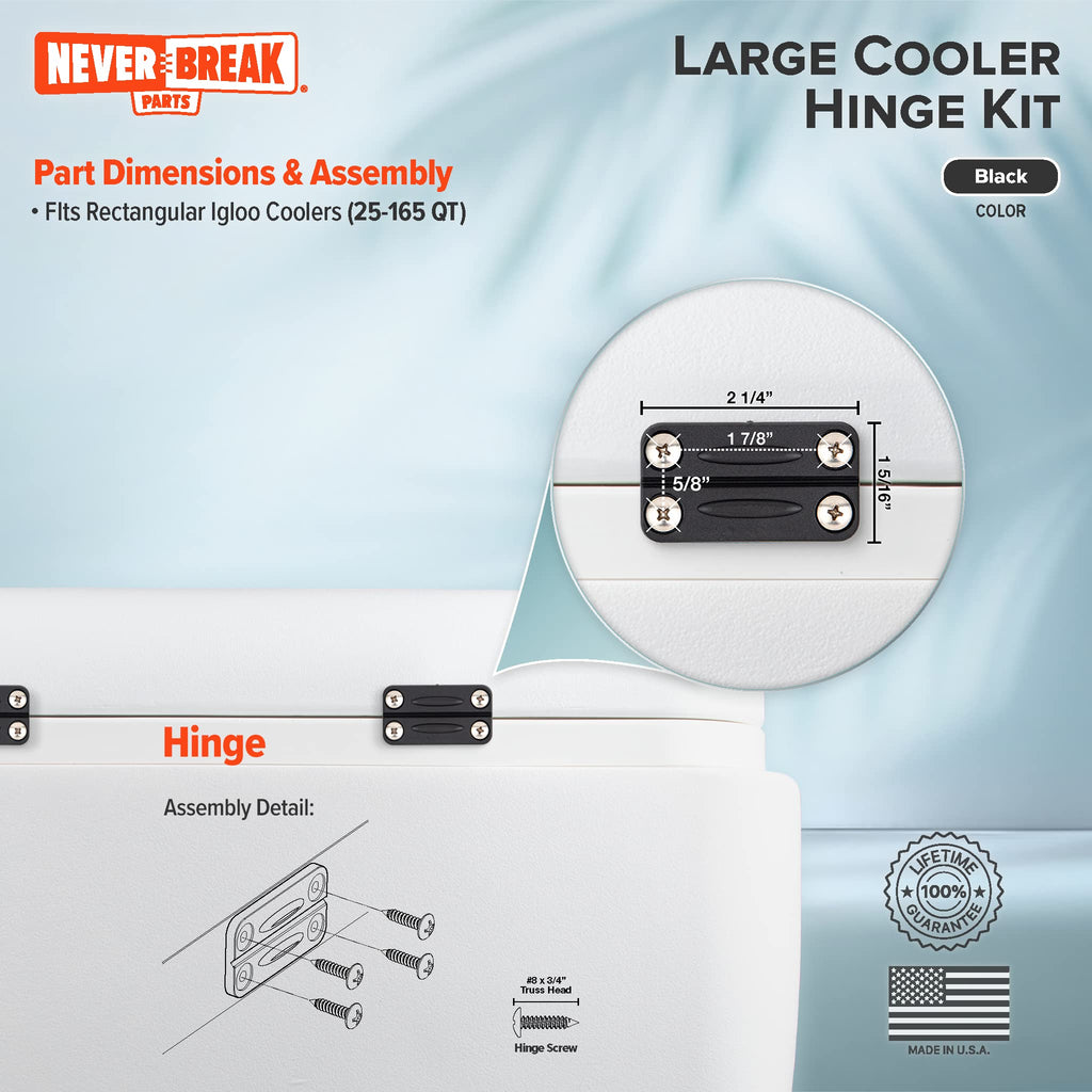 Neverbreak Parts - 3 Pack Black Igloo Cooler Hinges Replacement With Screws  High Strength Igloo Cooler Replacement Parts  Igloo