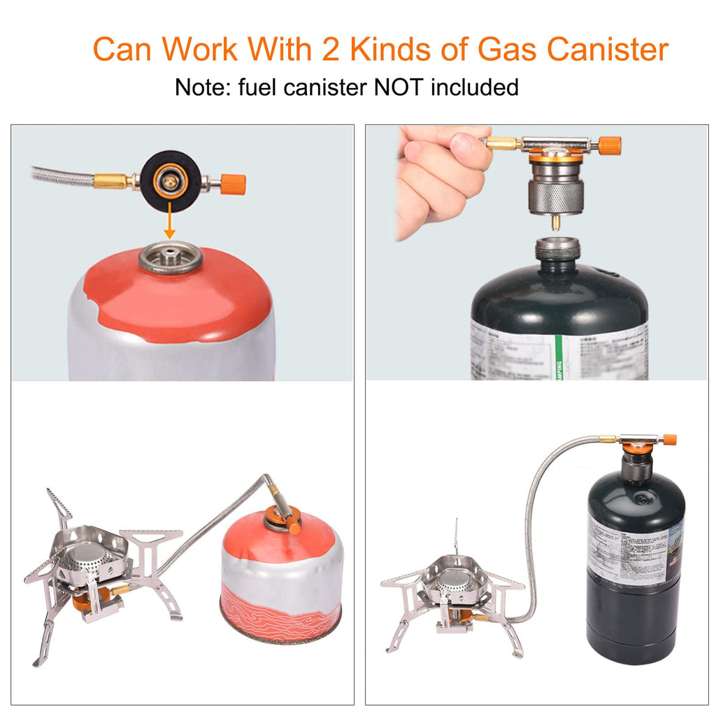 Portable Backpacking Stove With Piezo Ignition Windproof Camping Gas Stove Camp Stove Foldable Burner With Propane Canister Adap