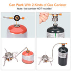 Portable Backpacking Stove With Piezo Ignition Windproof Camping Gas Stove Camp Stove Foldable Burner With Propane Canister Adap