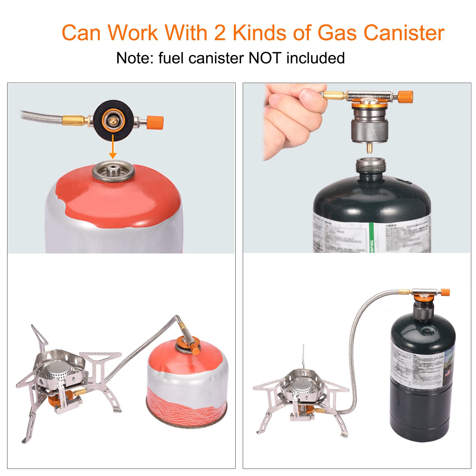 Portable Backpacking Stove With Piezo Ignition Windproof Camping Gas Stove Camp Stove Foldable Burner With Propane Canister Adap