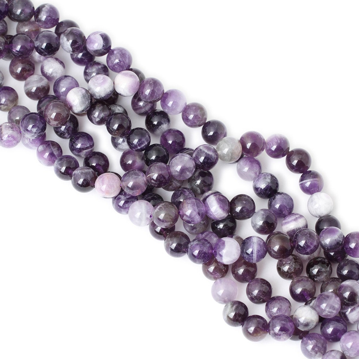 Cheavian 35Pcs 10Mm Natural Dog Teeth Amethyst Gemstone Round Loose Beads Crystal Energy Stone Healing Power For Jewelry Making